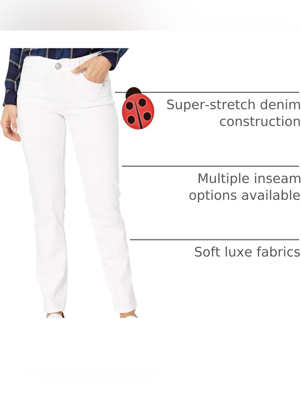 Democracy Absolutions White Straight-Leg Jeans Size 16 - Picture 3 of 8
